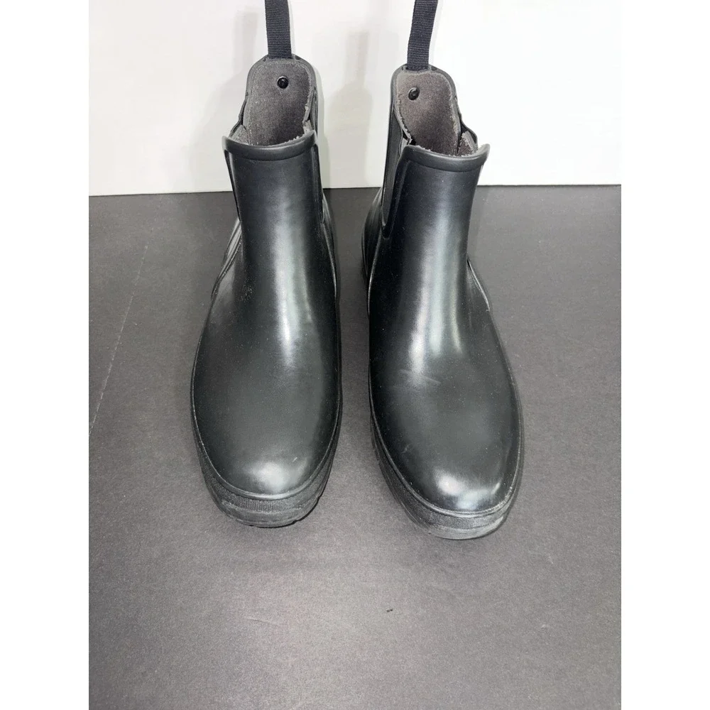 BOGS Amelia Rain Boots Ankle Womens Size 8 Black Slip On Waterproof 78900-001